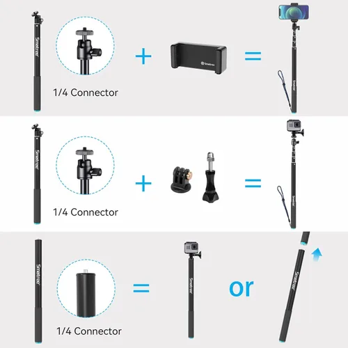 Miniatura 3 de Matree - Palo selfie de 70 pulgadas compatible con DJI Osmo Action 6/OSMO 360, Insta360 X5/Ace, para GoPro Max 2/Hero 13/12/11/10, DJI Osmo Action 5
