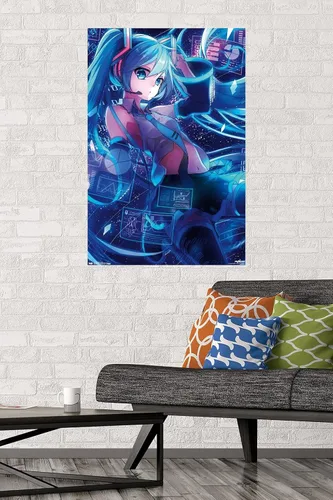 Miniatura 2 de Trends International Hatsune Miku - Póster de pared con pantallas, 22.375 x 34 pulgadas, paquete de póster y montaje