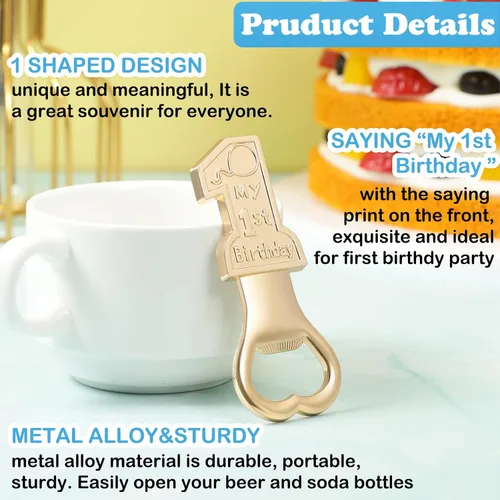 Miniatura 3 de Paquete de 30 suministros para fiesta de primer cumpleaños, regalo para invitados, 1 abrebotellas, decoración de primer aniversario, recuerdos, Azul