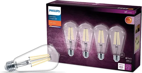 Miniatura 9 de PHILIPS LED 60W A19 Paquete de 8 bombillas de luz diurna ultra definición (5000 K) 800 lúmenes (8 W = 60 W) regulables sin parpadeo Ámbar (2000k)