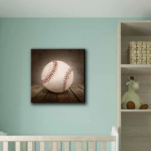 Miniatura 2 de wall26 - ¡Home Run! Panel deportivo cuadrado rústico de béisbol - Celebrando las tradiciones deportivas estadounidenses - Arte en lienzo