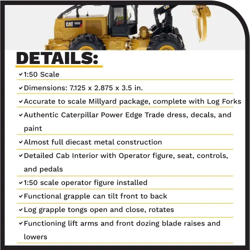 Miniatura 4 de Diecast Masters Caterpillar 555D Skidder High Line Series Vehículo, 7.29 x 3.03 x 2.68 pulgadas