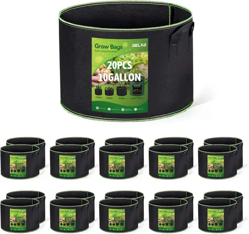 Miniatura 14 de Delxo Bolsas de cultivo de jardín de 1 galón, paquete de 10 bolsas de cultivo de plantas, macetas pequeñas de tela para plantar, verduras