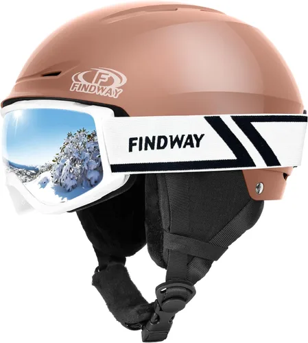 Miniatura 14 de Findway - Juego de Casco de Esquí, Casco de Snowboard con Gafas para Adultos [A Prueba de Golpes] Casco de Deportes de Nieve Seguro y Duradero
