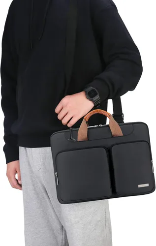 Miniatura 2 de Lacdo Bolsa de hombro protectora para laptop de 360°, funda para portátil de 14 pulgadas para HP Lenovo, Dell, Asus Asus Acer Chromebook 14, HP Negro