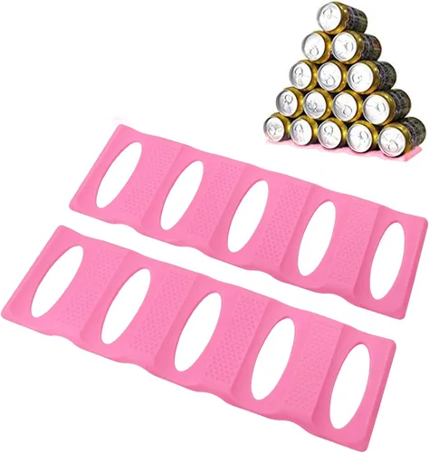 Miniatura 6 de Webake Organizador de latas de nevera para organización y almacenamiento de despensa, paquete de 2 estantes de silicona para botellas de cerveza