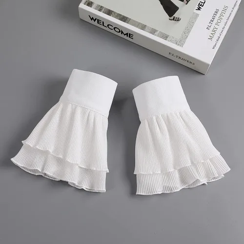 Miniatura 3 de Elegtiskas Puños de muñeca desmontables, camisa desmontable con cuerno, puños falsos para mujeres y niñas, Blanco