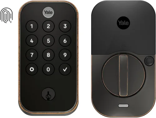 Yale Assure Lock 2 Touch Deadbolt, cerradura de entrada de bronce aceitado con teclado digital táctil y escáner de huellas dactilares con llave de