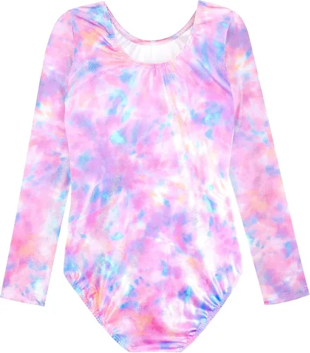 Miniatura 21 de HOZIY - Leotardos de manga larga para niñas, de gimnasia, para niños pequeños, trajes florales de unicornio, galaxia, arco iris, patrón de rayas