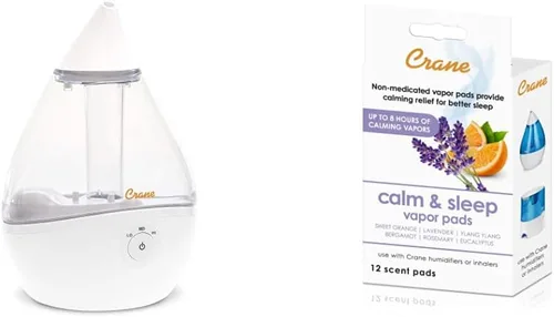 Crane Paquete de humidificador ultrasónico de gotas con almohadillas de vapor naranja lavanda