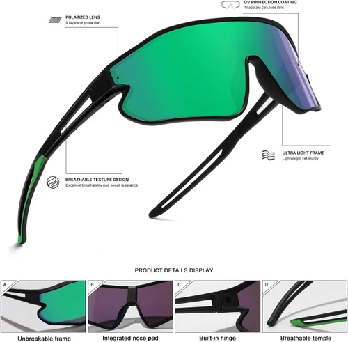 Miniatura 10 de Lentes de sol para niños, lentes de sol de béisbol juveniles, polarizados, deportivos, ciclismo, para niños y niñas, marco ligero