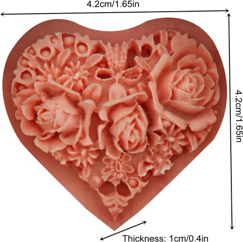 Miniatura 3 de Molde de jabón de silicona con corazón de rosa, flor de rosa, fondant, azúcar, chocolate, caramelo, pastel, regalo, día de San Valentín