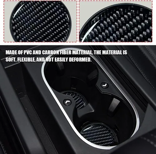 Miniatura 4 de 2 PCS Posavasos para Portavasos de Automóvil, Posavasos Integrados Antideslizantes de Fibra de Carbono, Inserto Universal de Portavasos de 2.75