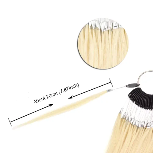 Miniatura 4 de Juego de 30 mechones por juego de muestras de cabello 100% humano, anillos de color para extensiones de cabello humano y muestra de teñido de Rubio