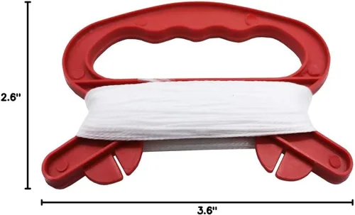 Miniatura 8 de Paquete de 10 mini bobinadoras de carrete de cometas pequeñas, tablero de agarre rojo con cuerda de 98.4 ft para principiantes Fly Tiny Kites