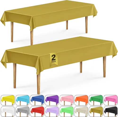 Miniatura 64 de DecorRack 2 Manteles rectangulares de plástico libres de BPA, 54 x 108 pulgadas, mantel de mesa para comedor, mantel rectangular para fiestas