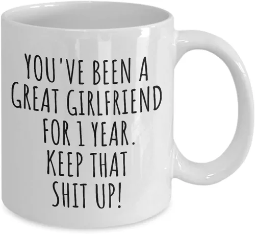 Miniatura 2 de 1 Año Aniversario Novia Taza Regalo Divertido Para Novia Primera Relación De Citas Pareja Juntos Café Taza De Té