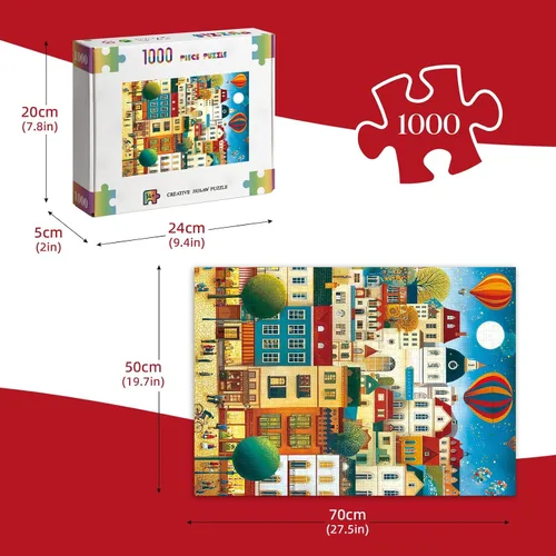 Miniatura 4 de Rompecabezas de 1000 piezas para adultos, rompecabezas de arquitectura vintage, rompecabezas de 27.6 x 19.7 pulgadas, 1000 piezas para adultos