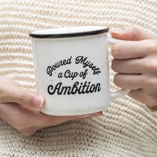 Miniatura 7 de MAINEVENT Taza de café de cerámica con texto en inglés «Pour Myself a Cup of Ambition» de 11 onzas, regalo para mujeres