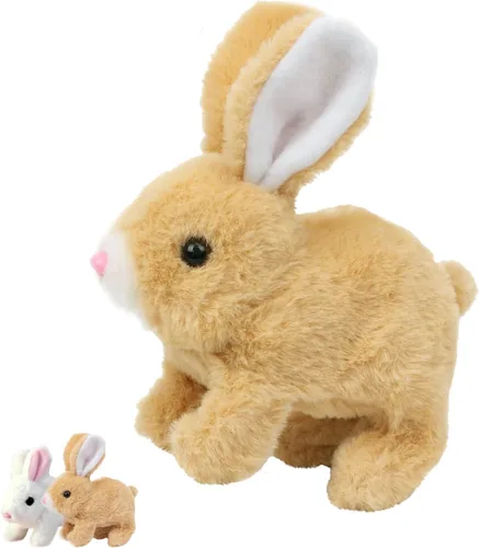 My Realistic Bunny Toy Easter My Realistic Interactive Bunny - Saltar, contraer y sacudir orejas (marrón)