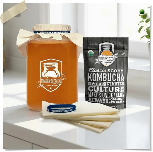 Miniatura 8 de Fundas de muselina sin blanquear para kombucha, paquete de 4 con bandas de goma, cuadrado de 10 pulgadas que se adapta a una amplia variedad