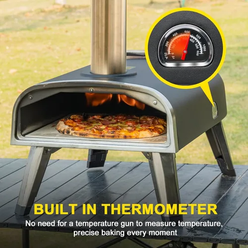 Miniatura 3 de aidpiza Horno de pizza al aire libre de 12 pulgadas, horno de pizza de leña de pellets para exteriores, horno de pizza portátil de acero inoxidable
