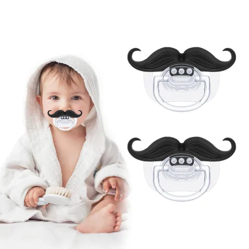 Chupetes divertidos para bebé, chupetes de bigote de 0 a 18 meses para bebés, bigote Binky, regalo para recién nacidos, bebés, niños pequeños, sin 2
