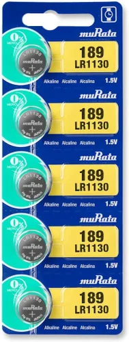 Murata Batería LR1130 AG10 389A 1.55V Pila de Botón Alcalina (5 Baterías)
