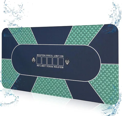 Alfombrilla de póquer profesional impermeable, 8 jugadores de goma portátil Texas Hold'em Poker mesa de póquer con bolso con cremallera para jugar