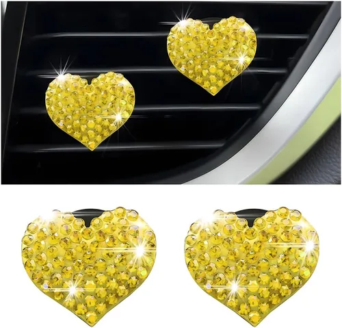 Miniatura 7 de Osilly Clips brillantes para ventilación de automóvil, 2 piezas de clip de salida de aire acondicionado con dije de corazón, accesorios de diamantes