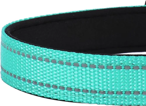 Miniatura 5 de Collar reflectante para perro, ajustable de neopreno suave acolchado de nailon para mascotas con hebilla para perros extra grandes, verde azulado