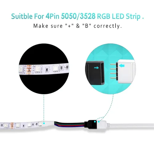 Miniatura 4 de Extensión de cable Nelyeqwo RGB de 4 pines para tira de luz LED