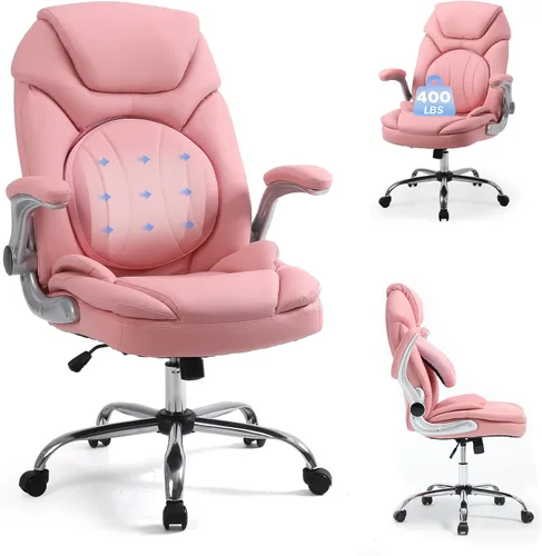 Miniatura 10 de Silla ergonómica de escritorio de oficina con brazos abatibles de apoyo trasero, cómoda silla de oficina ejecutiva, color negro