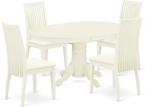 Miniatura 11 de East West Furniture AVIP5-BMK-W - Juego de mesa y sillas de cocina de 5 piezas, incluye una mesa de comedor ovalada con hoja de mariposa y 4 sillas