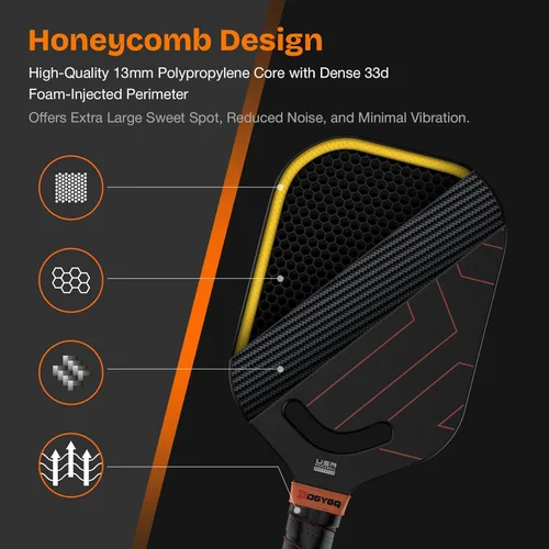 Miniatura 3 de DGYGQ Pickleball Paddles with Polypropylene Honeycomb Core, Increased Power for Ultimate Spin & Consistency Rojo