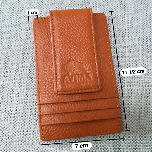 Miniatura 4 de AVIMA Clip para dinero, billetera delgada con bolsillo frontal, imán fuerte de bloqueo RFID de cuero, Marrón