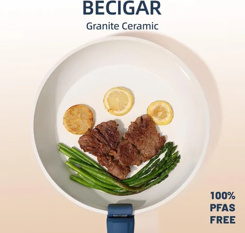 Miniatura 7 de BECIGAR Juego de 23 ollas y sartenes de cerámica, antiadherentes con mango desmontable, juego de cocina de inducción con mango extraíble, incluye