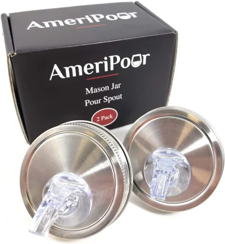 Miniatura 10 de Mason Jar Pour Spouts Stainless With Flap - Para Moonshine y Whisky - Hecho 100% en los Estados Unidos. Boquillas de tarro Mason de flujo libre que