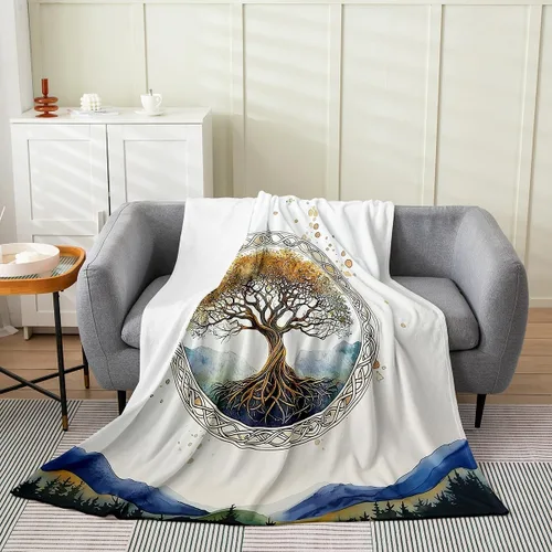 Miniatura 7 de Erosebridal Sketch Tree Flannel Blanket 40x50 Inch Vintage Farmhouse Fleece Blanket Grey Minimalist Mid Century Fuzzy Plush Throw French Country