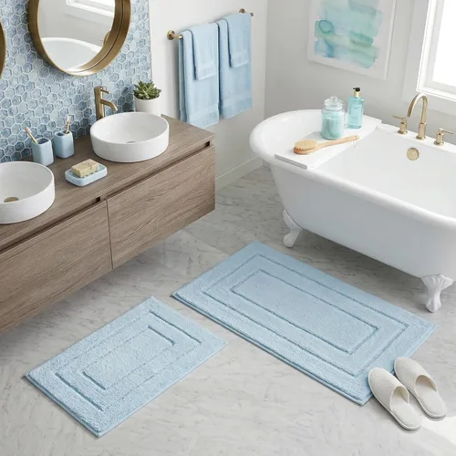 Miniatura 12 de GRANNY SAYS Juego de 2 alfombras de baño suaves para baño, alfombras de baño antideslizantes y lavables, alfombras de baño absorbentes para bañera