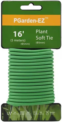 PGarden-EZ Corba de torsión verde suave para plantas, suministro de jardín flexible de TPR, para tomates, rosas, vides y organización (5 metros/16.4