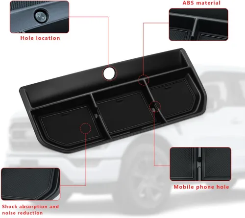 Miniatura 4 de auovo Bandeja organizadora de tablero para Ford F150 2021 2022 2023 consola central Accesorios para tablero de automóvil, soporte para teléfono