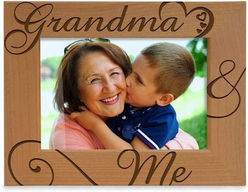 Miniatura 7 de KATE POSH Marco de fotos de madera natural grabado con texto en inglés «Grandma and Me», «I Love You Grandma», Grandparent's Day, Best Grandma Ever