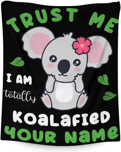 Miniatura 28 de Manta Koala para los amantes del koala, tamaño de cuna de 40 x 50 pulgadas, manta suave y acogedora para regalo, manta negra de dibujos animados