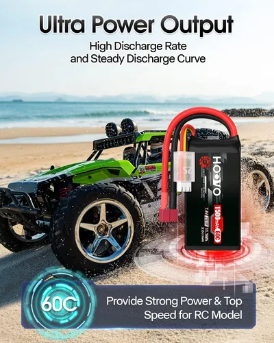 Miniatura 6 de HOOVO Paquete de batería Lipo RC 2S 7.4V 1500mAh 60C con conector T para RC Barco, Camión, Helicóptero RC, Avión, Quadcopter, UAV, Dron, FPV Racing