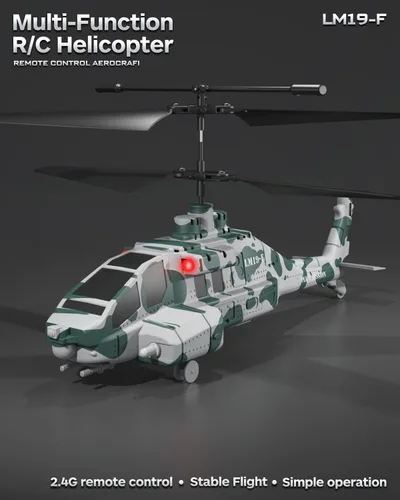 Miniatura 6 de Helicóptero RC con 10 misiles, helicóptero de control remoto LM19-F de 2.4 GHz, helicóptero militar para niños, luces LED, retención de altitud
