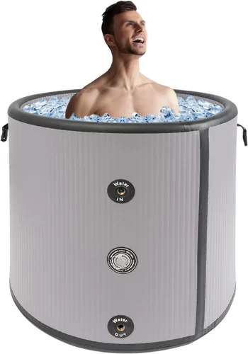 Miniatura 4 de Bañera de hielo portátil para atletas, gran bañera de hielo de 100 galones con cubierta, bañera fría inflable, baño de hielo grueso en casa y al