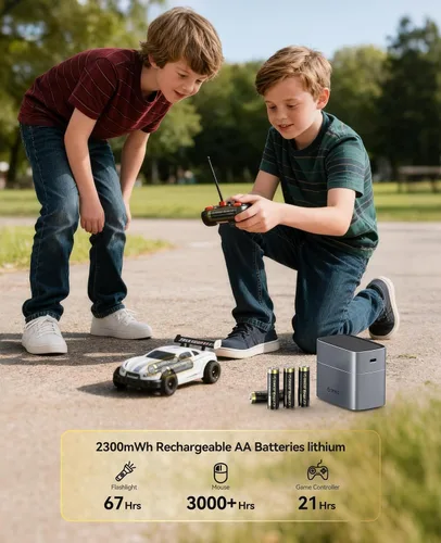 Miniatura 4 de ORICO Baterías de litio AA recargables con cargador (8 unidades, 1.5 V), recarga hasta 1500 ciclos, cargador rápido de 2.5 horas, baterías de iones