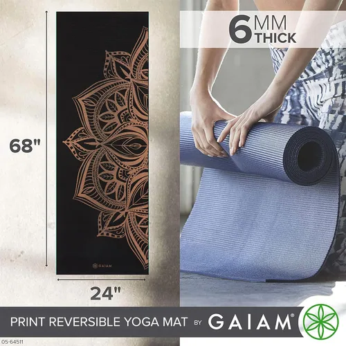 Miniatura 4 de Gaiam tapete de yoga prémium, estampado, extra grueso y antideslizante, de 15/64 pulgadas, para todo tipo de yoga, de pilates y de ejercicios