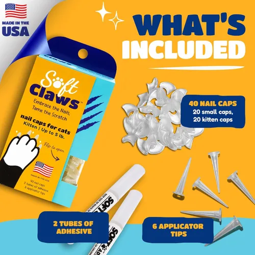 Miniatura 6 de Soft Claws Fundas para Uñas de Gatos para Gatos Pequeños – (40 Fundas, Transparentes) - Fabricado en Estados Unidos - Desarrollado por Veterinarios